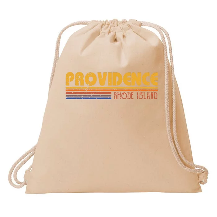 Retro Providence Rhode Island Drawstring Bag