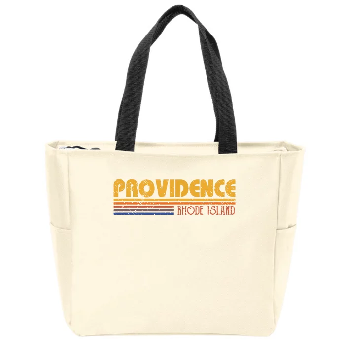 Retro Providence Rhode Island Zip Tote Bag