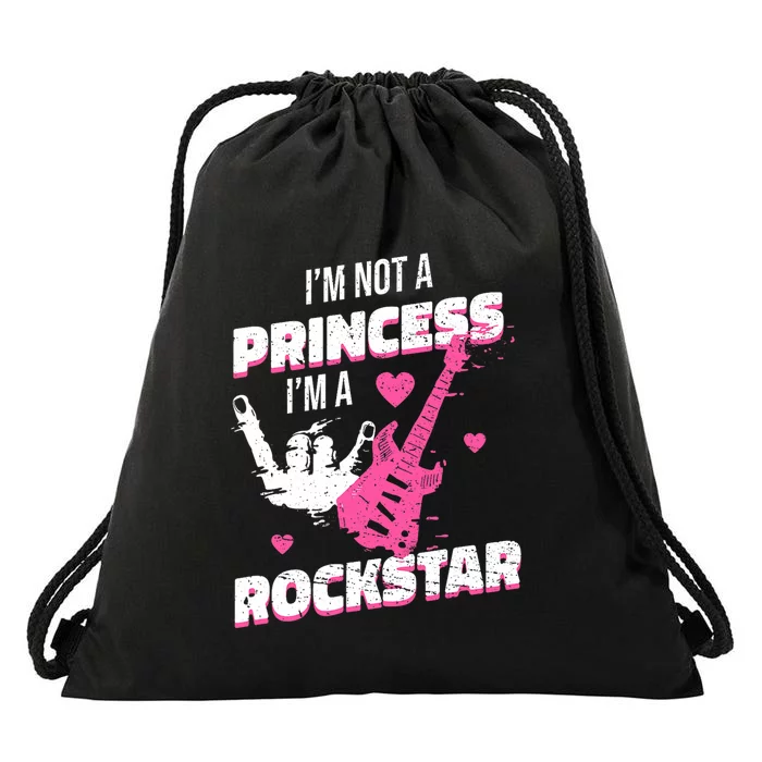 Rockstar Princess Roll Im Not A Princess Im A Rockstar Drawstring Bag