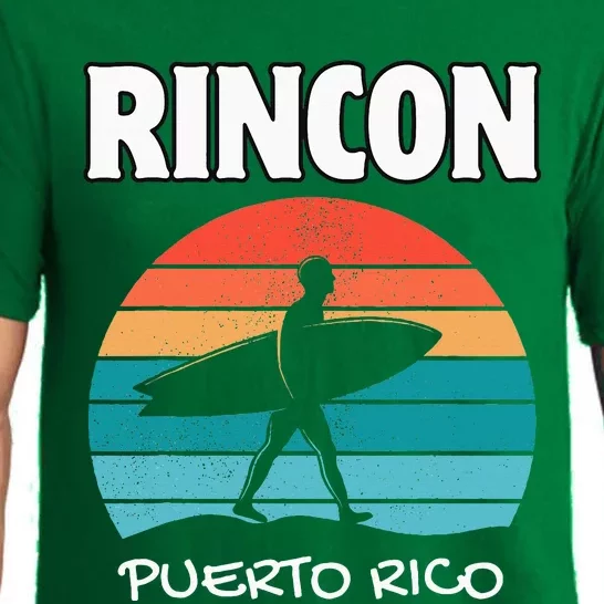 Rincon Puerto Rico Surf Retro Sunset Surfing Travel Pajama Set