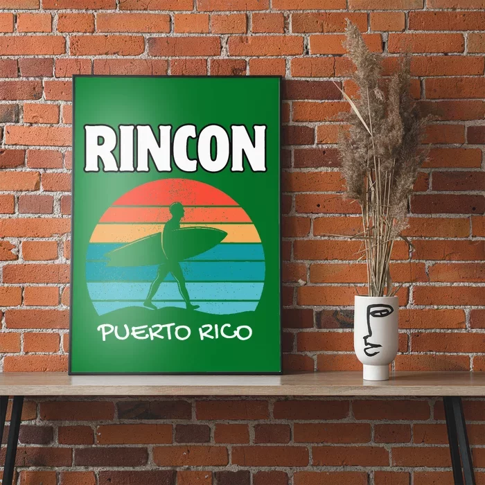 Rincon Puerto Rico Surf Retro Sunset Surfing Travel Poster