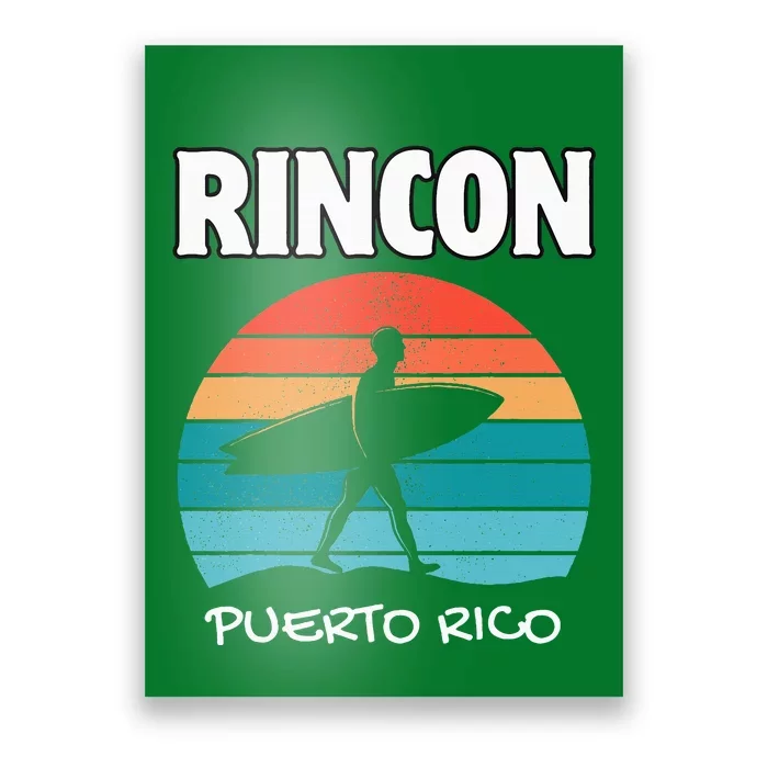 Rincon Puerto Rico Surf Retro Sunset Surfing Travel Poster