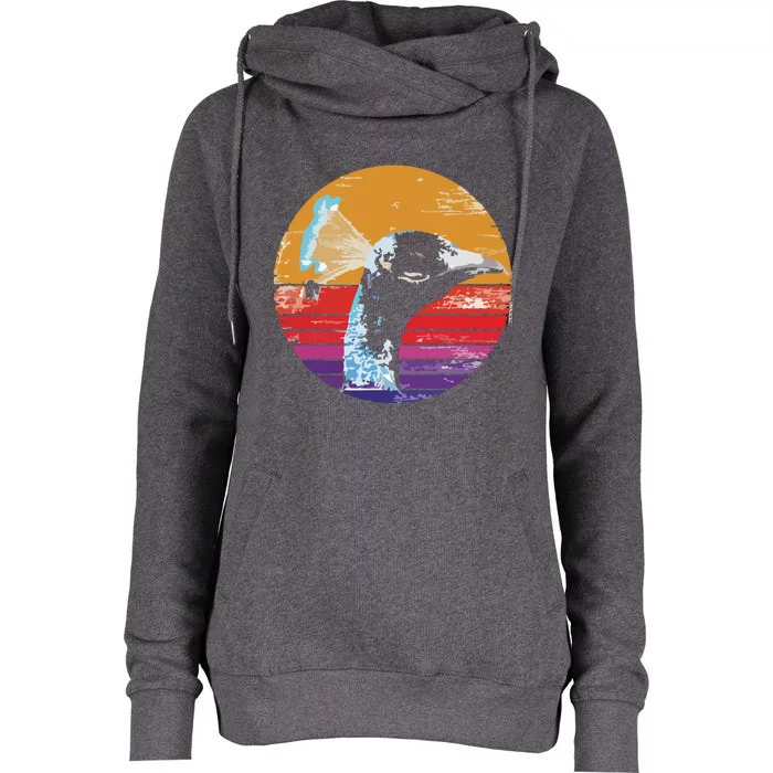 Retro Peacock Womens Funnel Neck Pullover Hood