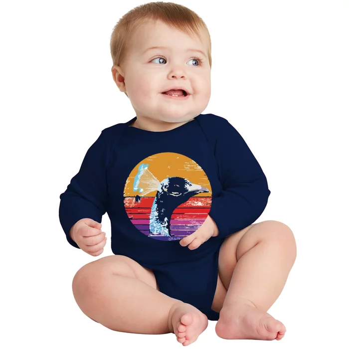 Retro Peacock Baby Long Sleeve Bodysuit