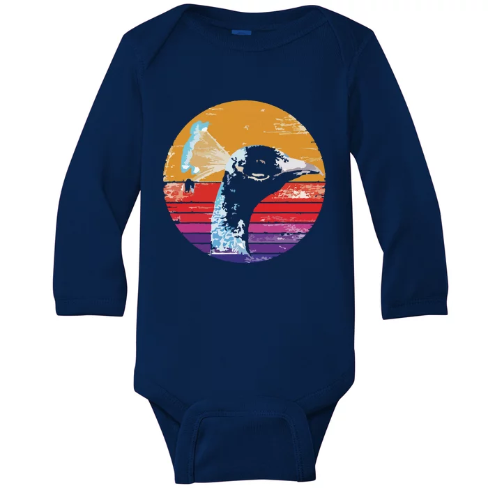 Retro Peacock Baby Long Sleeve Bodysuit