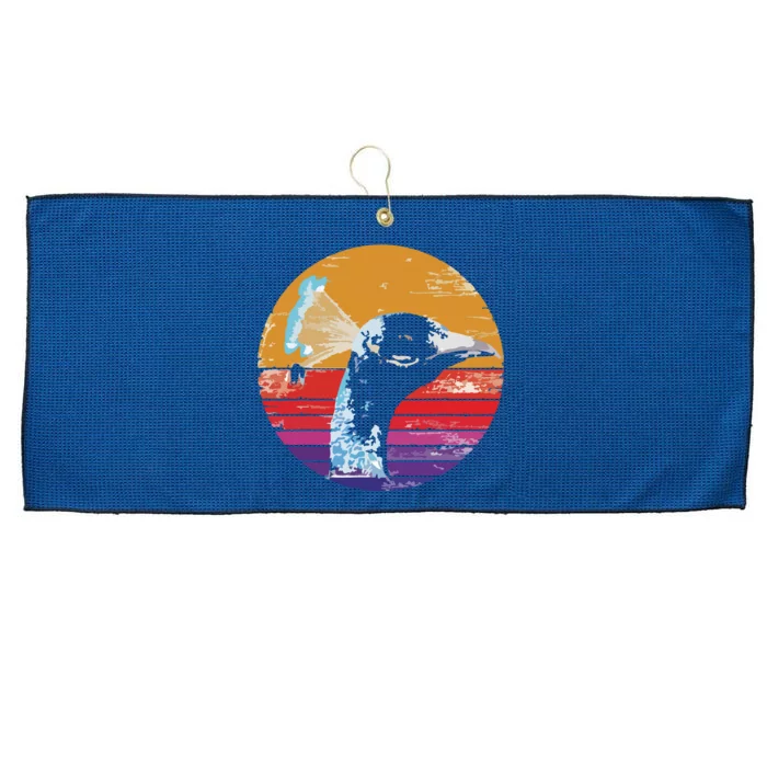 Retro Peacock Large Microfiber Waffle Golf Towel