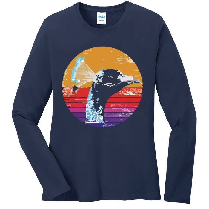 Retro Peacock Ladies Long Sleeve Shirt