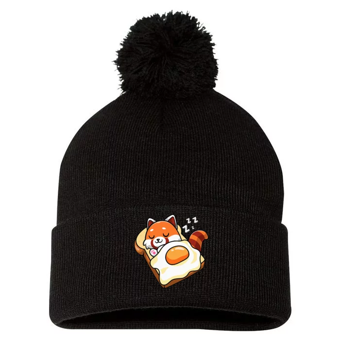 Red Panda Pom Pom 12in Knit Beanie