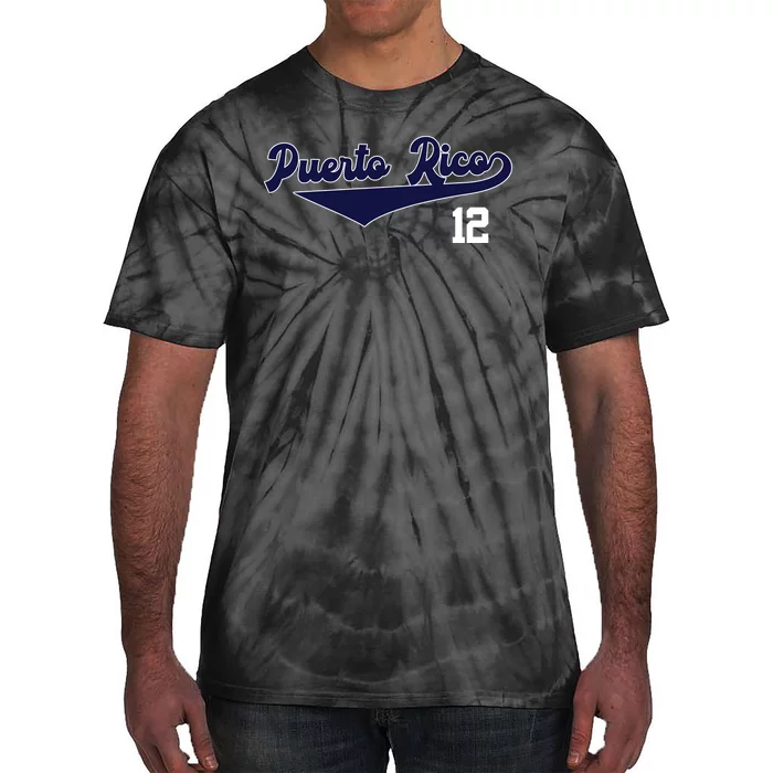 Retro Puerto Rico Beisbol Jersey Boricua Baseball 12 Tie-Dye T-Shirt