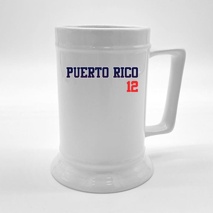 Retro Puerto Rico Beisbol Jersey Baseball 12 Front & Back Beer Stein