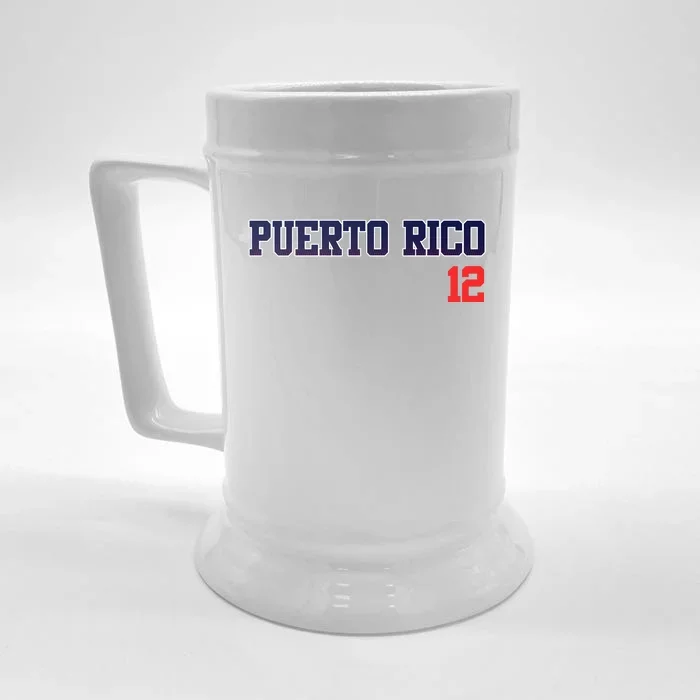 Retro Puerto Rico Beisbol Jersey Baseball 12 Front & Back Beer Stein