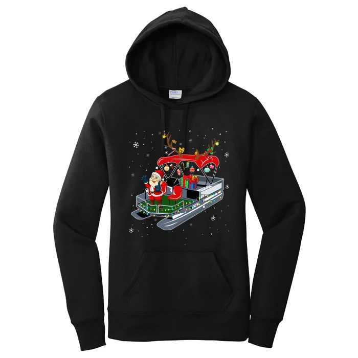 RAPO Pontoon Reindeer Christmas Merry Xmas Pontoon Captain Women's Pullover Hoodie