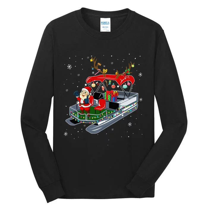 RAPO Pontoon Reindeer Christmas Merry Xmas Pontoon Captain Tall Long Sleeve T-Shirt