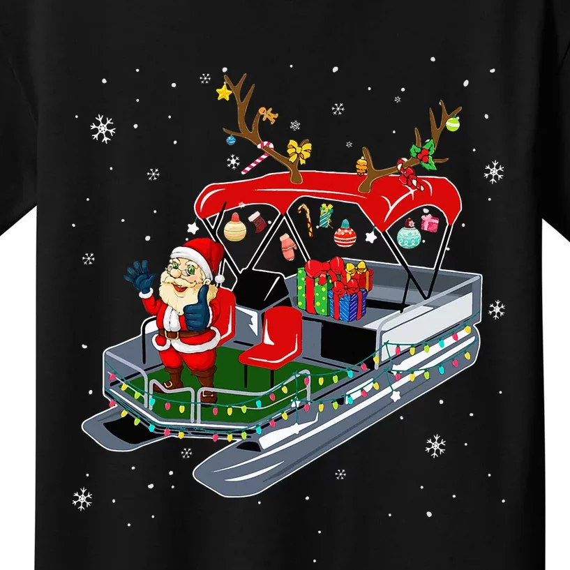 RAPO Pontoon Reindeer Christmas Merry Xmas Pontoon Captain Kids T-Shirt