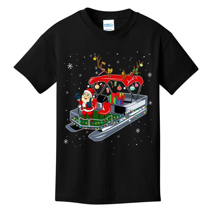 RAPO Pontoon Reindeer Christmas Merry Xmas Pontoon Captain Kids T-Shirt