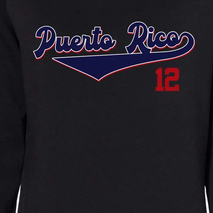 Retro Puerto Rico Beisbol Jersey Boricua Baseball 12 Womens California Wash Sweatshirt