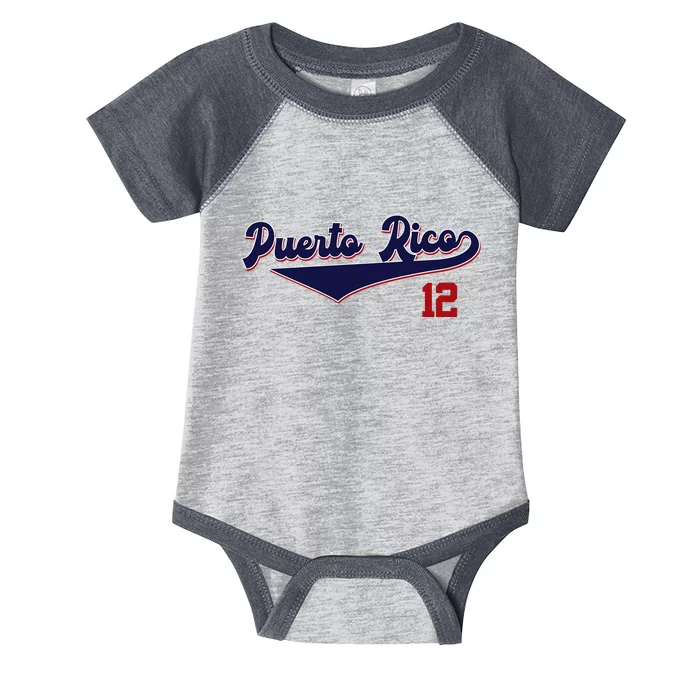 Retro Puerto Rico Beisbol Jersey Boricua Baseball 12 Infant Baby Jersey Bodysuit