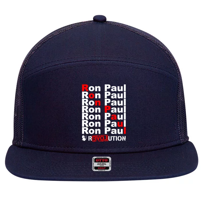 Ron Paul Revolution Word 7 Panel Mesh Trucker Snapback Hat