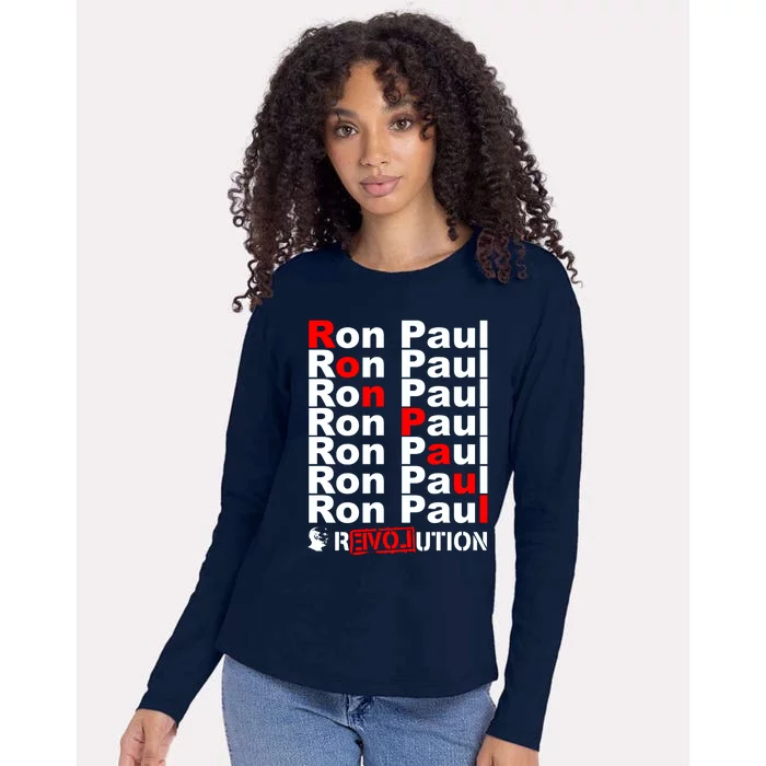 Ron Paul Revolution Word Womens Cotton Relaxed Long Sleeve T-Shirt