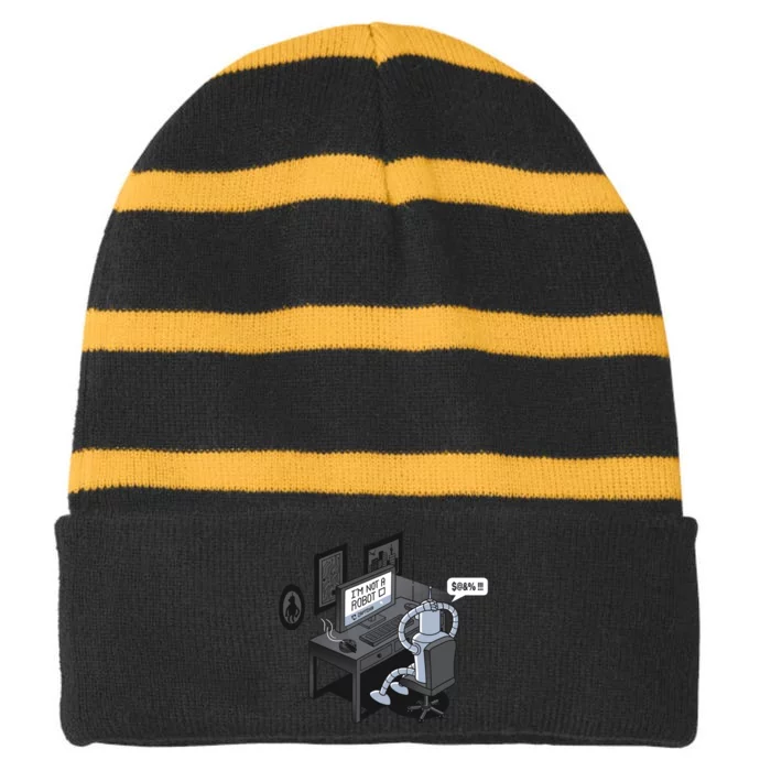 Robot Problems Striped Beanie with Solid Band