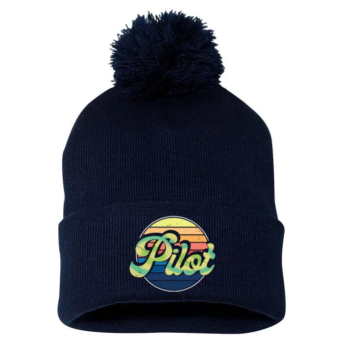 Retro Pilot Pom Pom 12in Knit Beanie