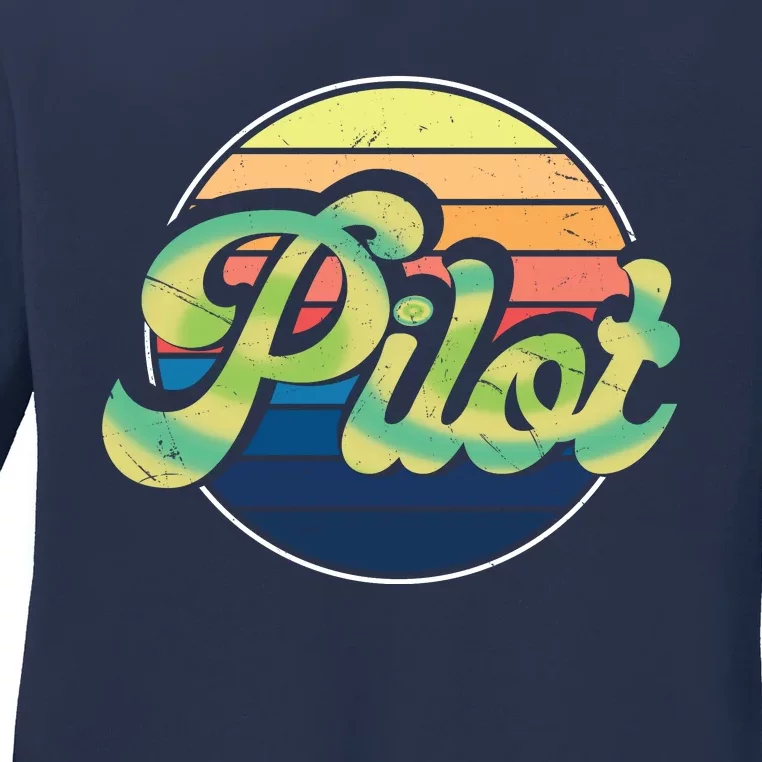 Retro Pilot Ladies Long Sleeve Shirt