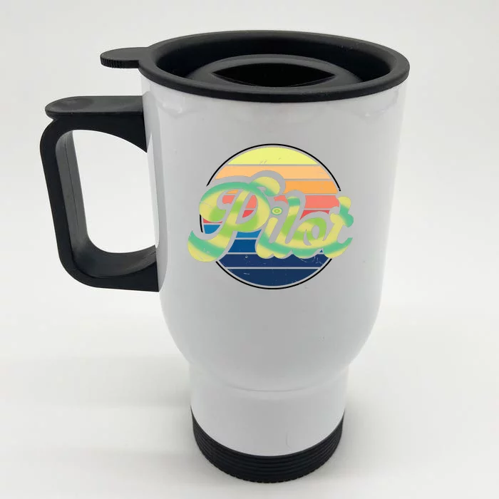 Retro Pilot Front & Back Stainless Steel Travel Mug