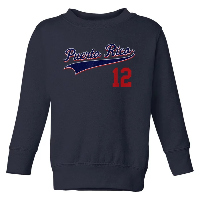 Retro Puerto Rico Beisbol Jersey Boricua Baseball 12 Toddler Sweatshirt