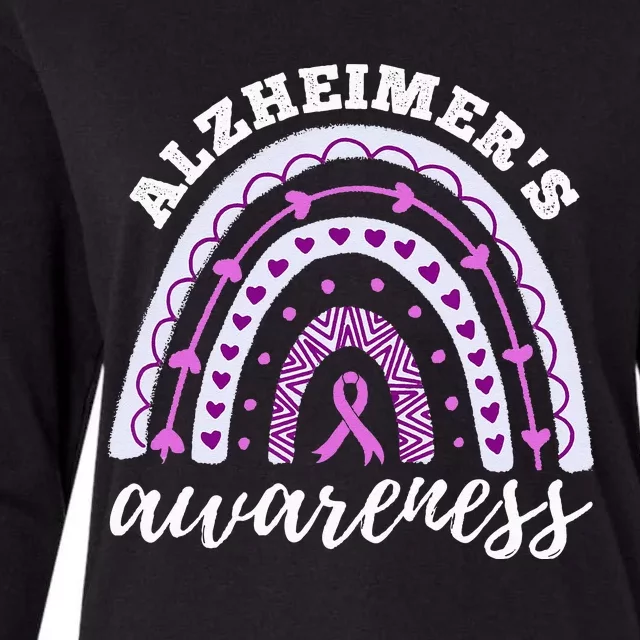 Rainbow Purple Ribbon Alzheimers Awareness Womens Cotton Relaxed Long Sleeve T-Shirt