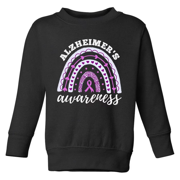 Rainbow Purple Ribbon Alzheimers Awareness Toddler Sweatshirt