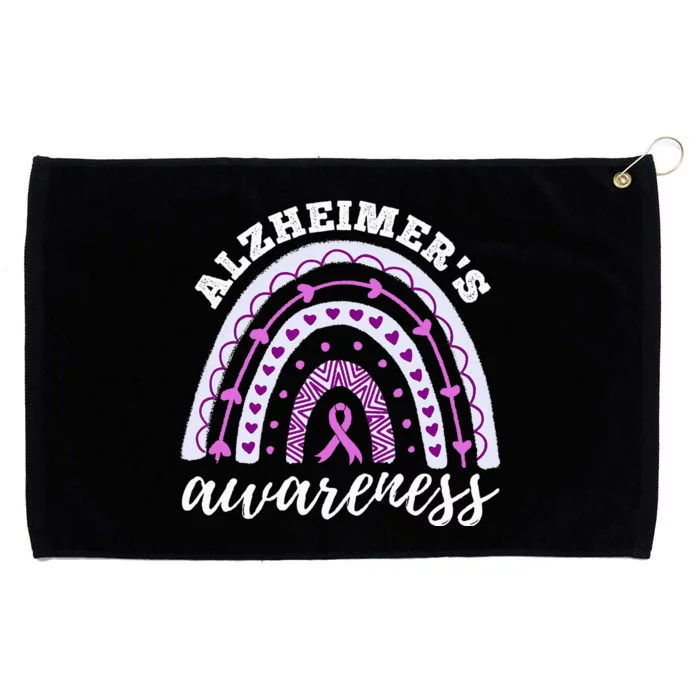 Rainbow Purple Ribbon Alzheimers Awareness Grommeted Golf Towel