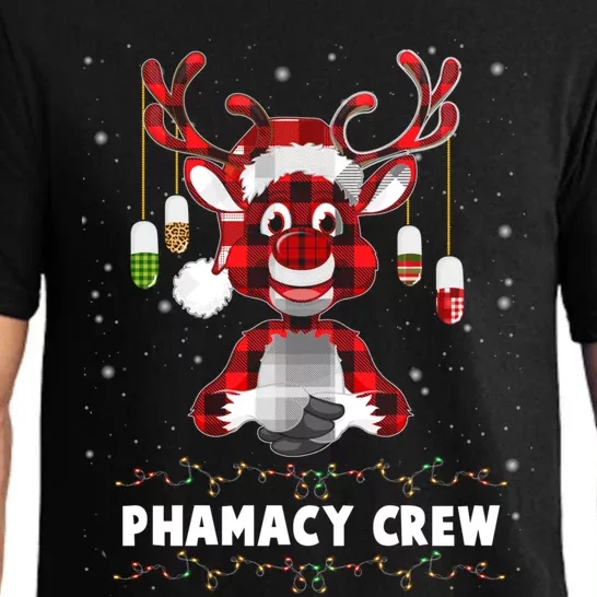 Red Plaid Reindeer Pharmacy Crew Christmas Great Gift Pajama Set