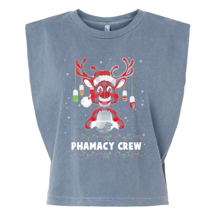 Red Plaid Reindeer Pharmacy Crew Christmas Great Gift Garment-Dyed Women's Muscle Tee