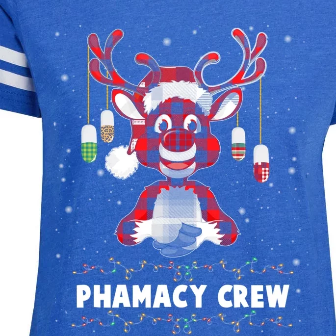 Red Plaid Reindeer Pharmacy Crew Christmas Great Gift Enza Ladies Jersey Football T-Shirt