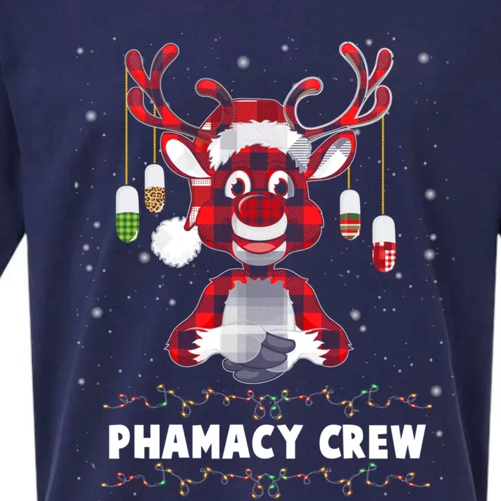 Red Plaid Reindeer Pharmacy Crew Christmas Great Gift Sueded Cloud Jersey T-Shirt