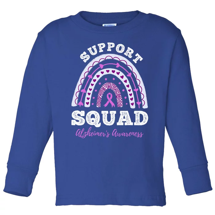 Rainbow Purple Ribbon Support Squad AlzheimerS Toddler Long Sleeve Shirt