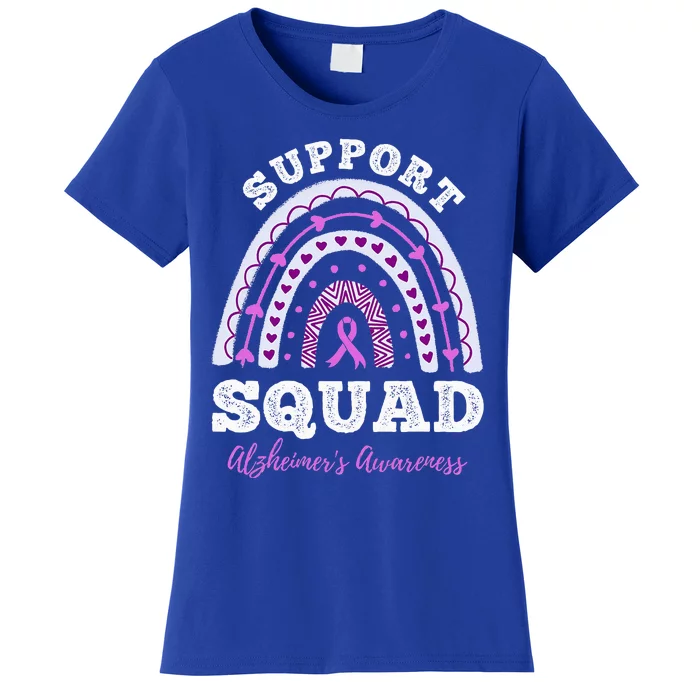 Rainbow Purple Ribbon Support Squad AlzheimerS Women's T-Shirt