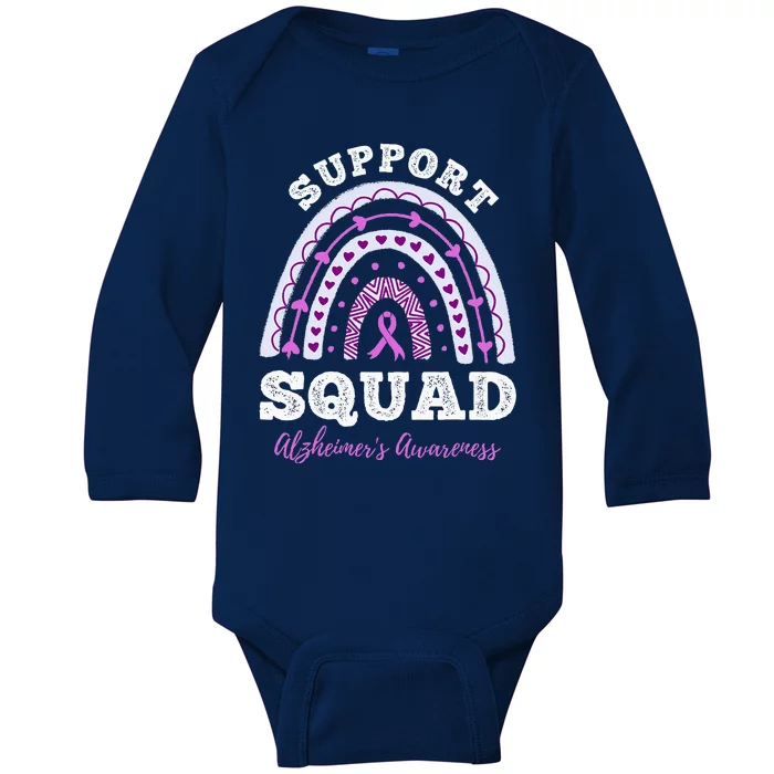 Rainbow Purple Ribbon Support Squad AlzheimerS Baby Long Sleeve Bodysuit