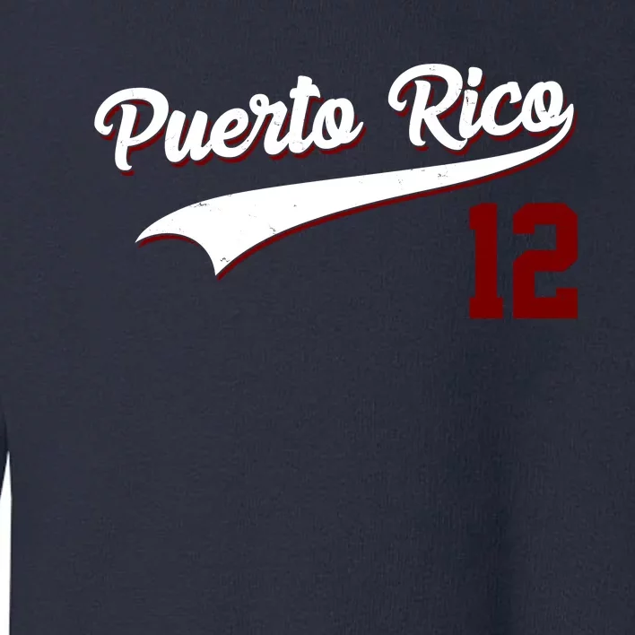 Retro Puerto Rico 12 Beisbol Jersey Boricua Baseball Toddler Sweatshirt