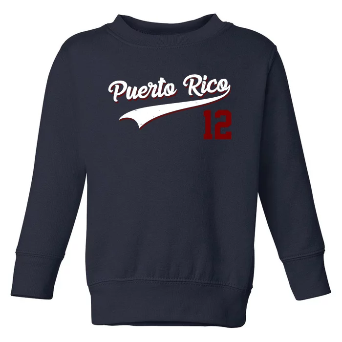 Retro Puerto Rico 12 Beisbol Jersey Boricua Baseball Toddler Sweatshirt