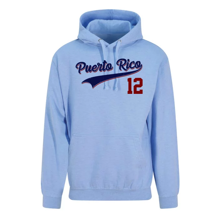 Retro Puerto Rico 12 Beisbol Jersey Boricua Baseball Unisex Surf Hoodie