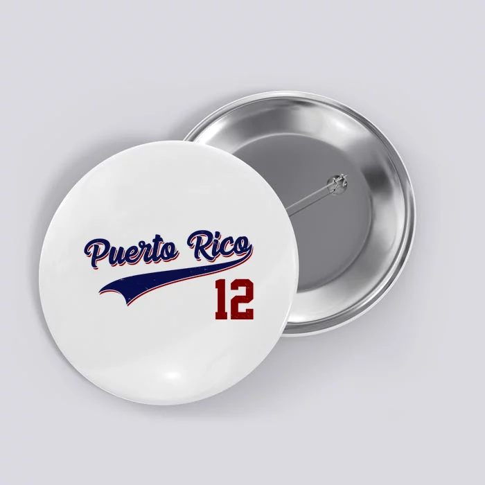 Retro Puerto Rico 12 Beisbol Jersey Boricua Baseball Button