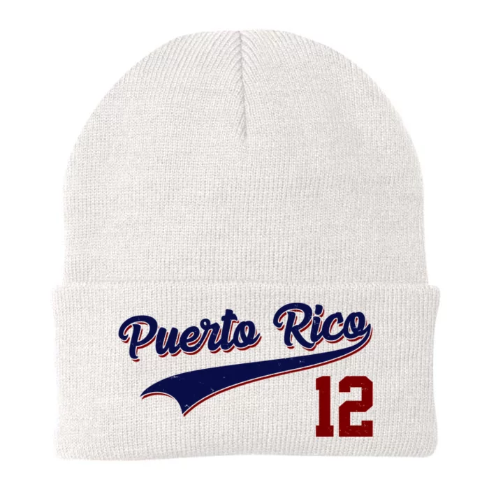 Retro Puerto Rico 12 Beisbol Jersey Boricua Baseball Knit Cap Winter Beanie