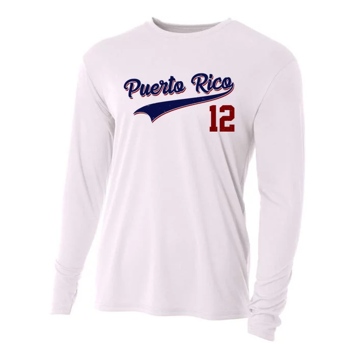 Retro Puerto Rico 12 Beisbol Jersey Boricua Baseball Cooling Performance Long Sleeve Crew