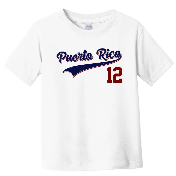 Retro Puerto Rico 12 Beisbol Jersey Boricua Baseball Toddler T-Shirt