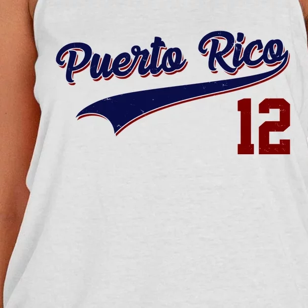 Retro Puerto Rico 12 Beisbol Jersey Boricua Baseball Women's Knotted Racerback Tank