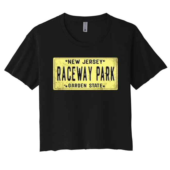 Raceway Park Retro Racetrack Englishtown Nj New Jersey Women's Crop Top Tee