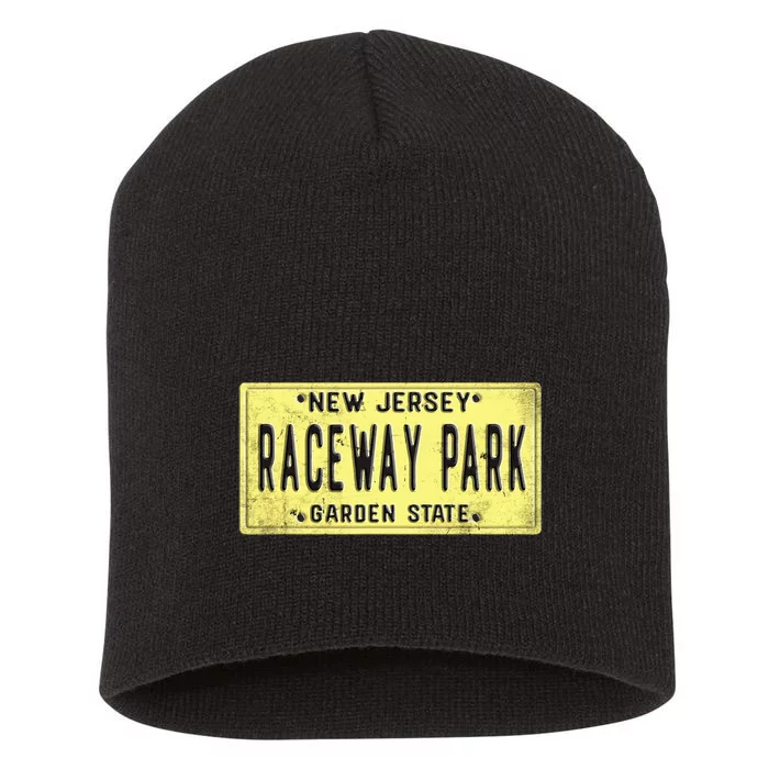 Raceway Park Retro Racetrack Englishtown Nj New Jersey Short Acrylic Beanie