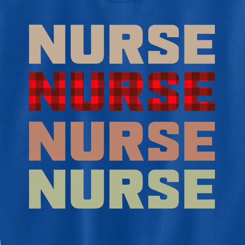 Retro Plaid Red Nurse Life For National Nurse Day Gift Kids Sweatshirt