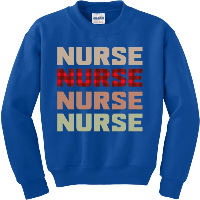 Retro Plaid Red Nurse Life For National Nurse Day Gift Kids Sweatshirt